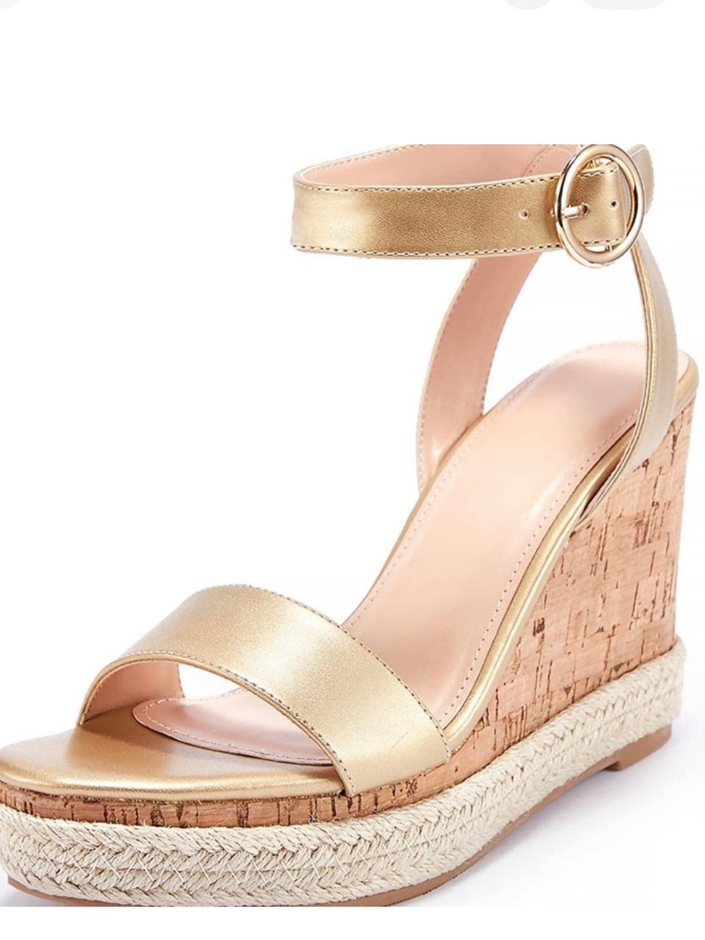 Amazon Metallic Gold Ankle-Strap Wedge Sandals